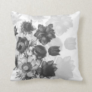 Coussins gris de coutume de bouquet de fleur