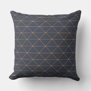 Coussins Jeter - Motif géométrique or et bleu