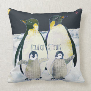 Coussins joyeux de pingouin d'empereur de