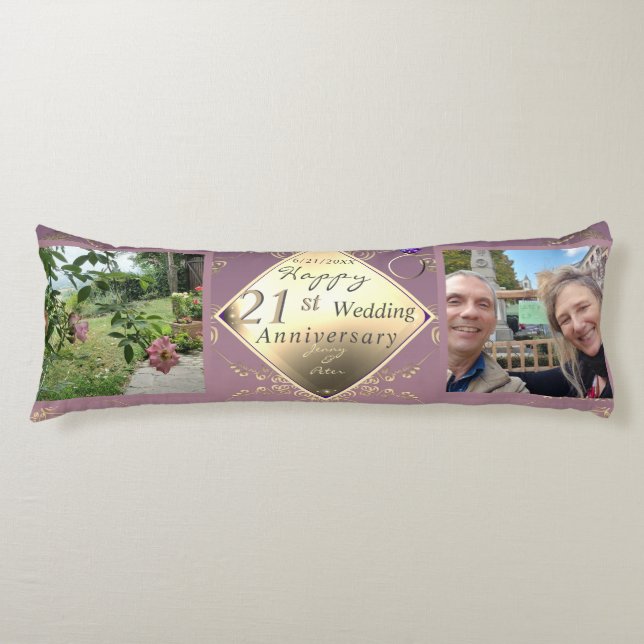 Coussins Longs 21e anniversaire du Mariage laiton et olite (Devant)