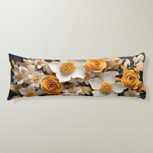 Coussins Longs 3D Orange & Blanc floral