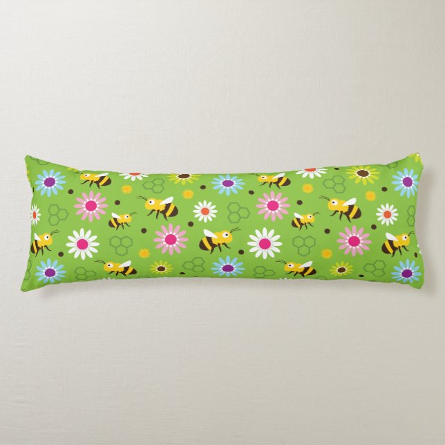 Coussins Longs Abeille & Fleurs (Devant)