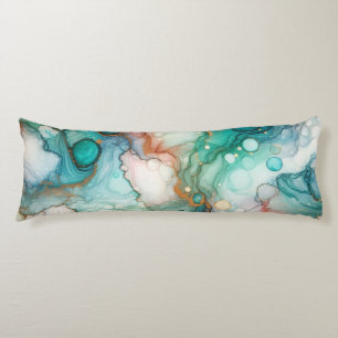 Coussins Longs Abstrait en rose, sarcelle, bleu et or