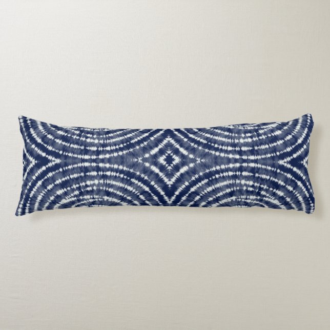 Coussins Longs Abstrait Indigo Blue Japonais Shibori Motif (Devant)