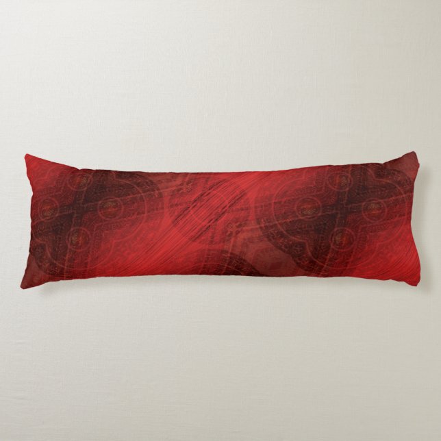 Coussins Longs Acceptation | Médaillons de méditation rouge (Devant)