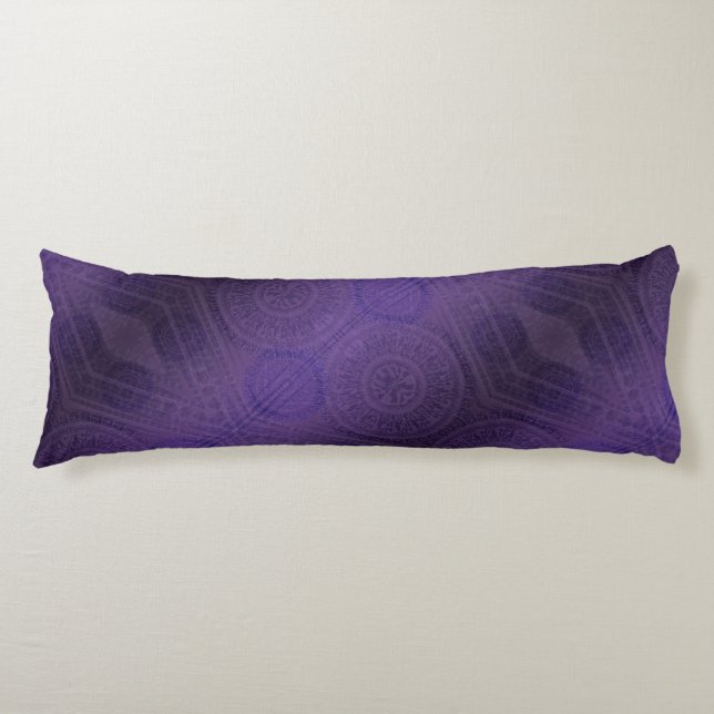 Coussins Longs Acceptation | Médaillons de méditation violette (Devant)
