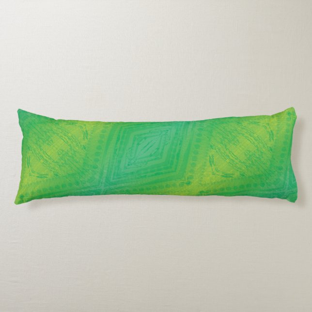 Coussins Longs Acceptation | Motif de Shibori jaune bleu (Devant)
