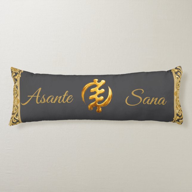 Coussins Longs Achempong: Asante Sana "Gye Nyame" Arsenic Adinkra (Devant)