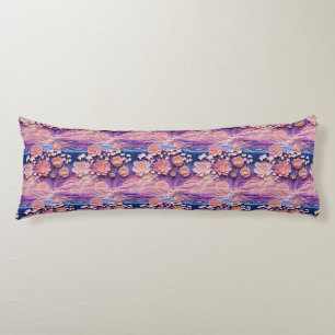 Coussins Longs Adorable Pink Purple Pastel Floral Cutout Motif