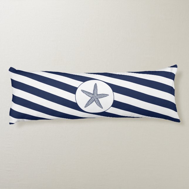 Coussins Longs Ahoy ! Bleu et blanc de la marine de Starfish (Dos)