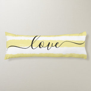 Coussins Longs Aimer Sommeil jaune blanc rayé Aquarelle