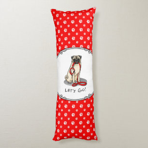 Coussins Longs Allons-y ! (marcher) Chien Carlin (pâle) Lèc mou