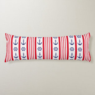 Coussins Longs Ancre Nautique Rouge Bleu Bleu