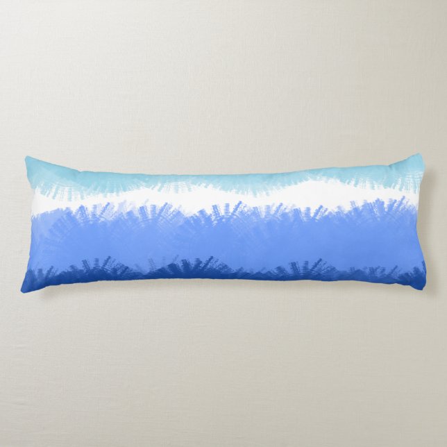 Coussins Longs Aquarelle Abstraite moderne tons bleus (Devant)