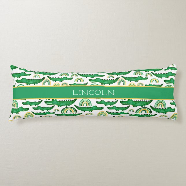 Coussins Longs Aquarelle Crocodile Alligator arc-en-ciel Personna (Devant)