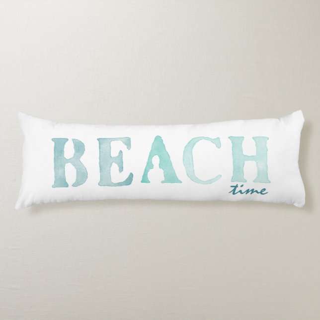 Coussins Longs Aquarelle de plage turquoise double face (Devant)