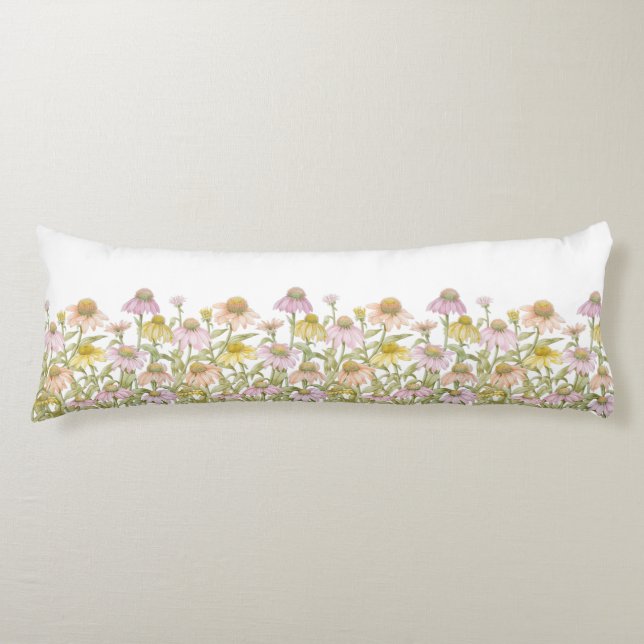 Coussins Longs Aquarelle fleurie d'art botanique (Devant)