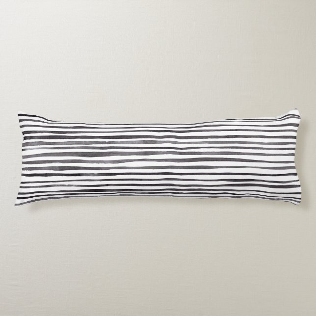 Coussins Longs Aquarelle moderne noir et blanc  (Devant)