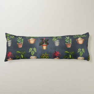 Coussins Longs Aquarelle Pointée Plante Rustique Motif Noir
