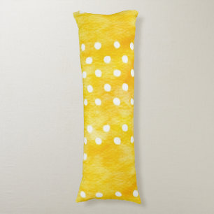 Coussins Longs Aquarelle Polka Dot - Terre Jaune et Blanc (1)