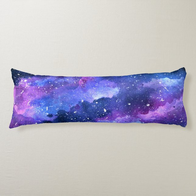Coussins Longs Aquarelle Universe de l'espace galaxique violet (Devant)