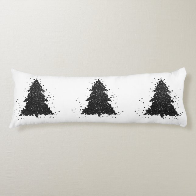 Coussins Longs Arbre de Noël Moody | Onyx Silvery Black Splatter
