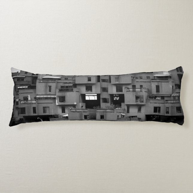 Coussins Longs Architectural noir et blanc  (Devant)