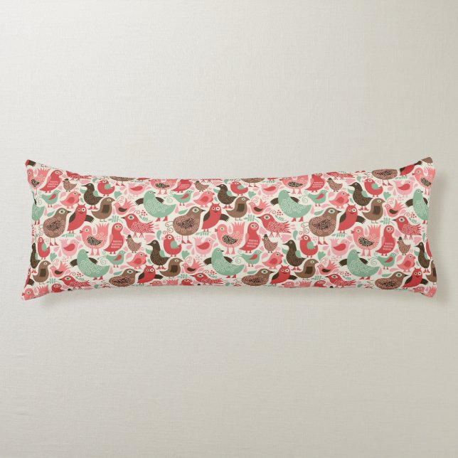 Coussins Longs arrière - plan avec les oiseaux mignons (Devant)