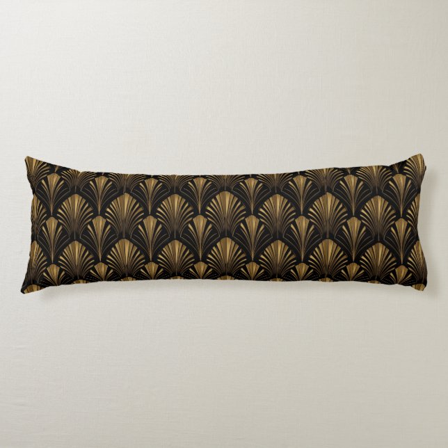 Coussins Longs Art Deco Gold Pattern — Elegant Vintage Geometric  (Devant)