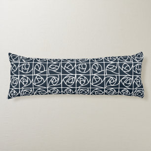Coussins Longs Art Déco Rose Carrés Stylisé Floral bleu marine