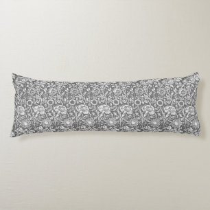 Coussins Longs Art Nouveau Carnation Damas, gris / gris