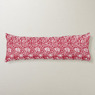 Coussins Longs Art Nouveau Carnation Damask, rouge et blanc