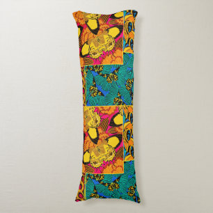 Coussins Longs Art papillon rose et sarcelle maximaliste vibrant