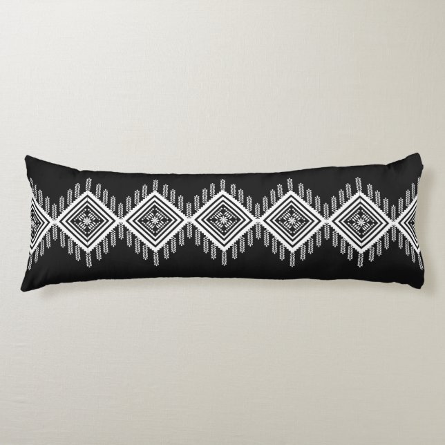 Coussins Longs Art tribal noir et blanc (Devant)