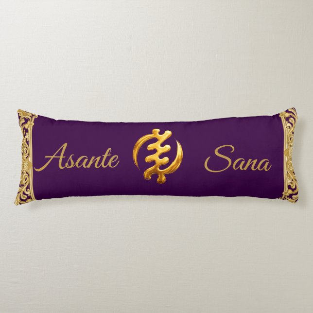 Coussins Longs Asante Sana "Gye Nyame" Deep Purple Adinkra Achemp (Devant)