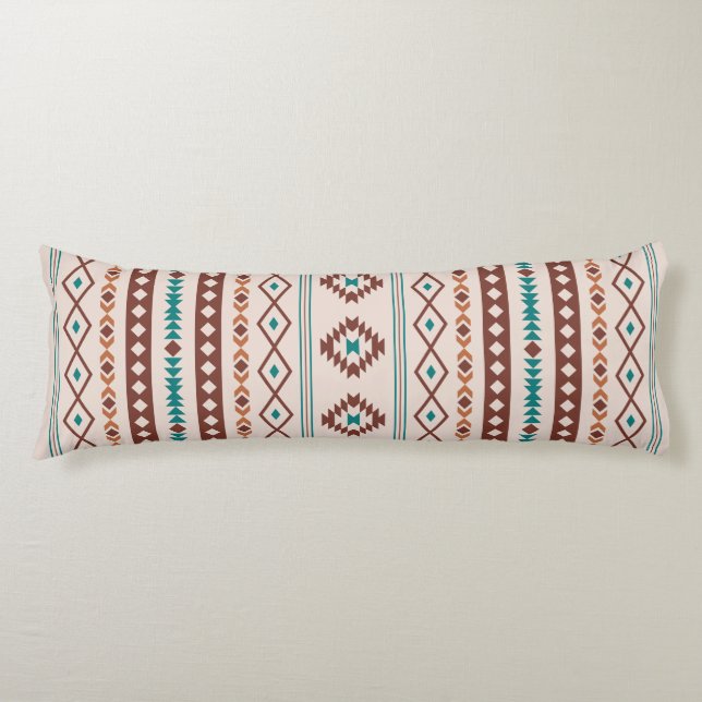 Coussins Longs Aztec Rusts Crème Turquoise Motifs Mixtes V Motif (Devant)