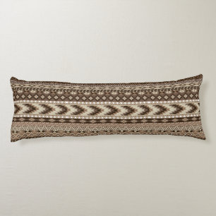 Coussins Longs Aztec Tribal Print Neutral Browns Beige Taupe