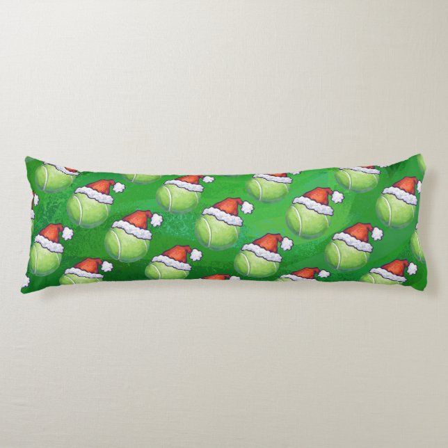 Coussins Longs Bal De Tennis Vert À Santa Hat Motif (Devant)