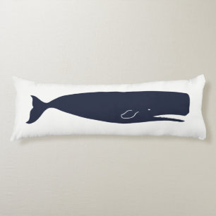 Coussins Longs Baleine nautique et blanc de bleu marine