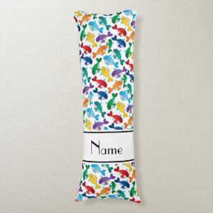 Coussins Longs Baleines bleues personnalisées d'arc-en-ciel blanc