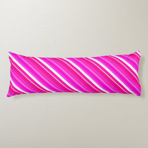 Coussins Longs Bandes de bonbons en couches - rose et fuchsia