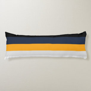 Coussins Longs Bandes jaunes, bleues, blanches et noires