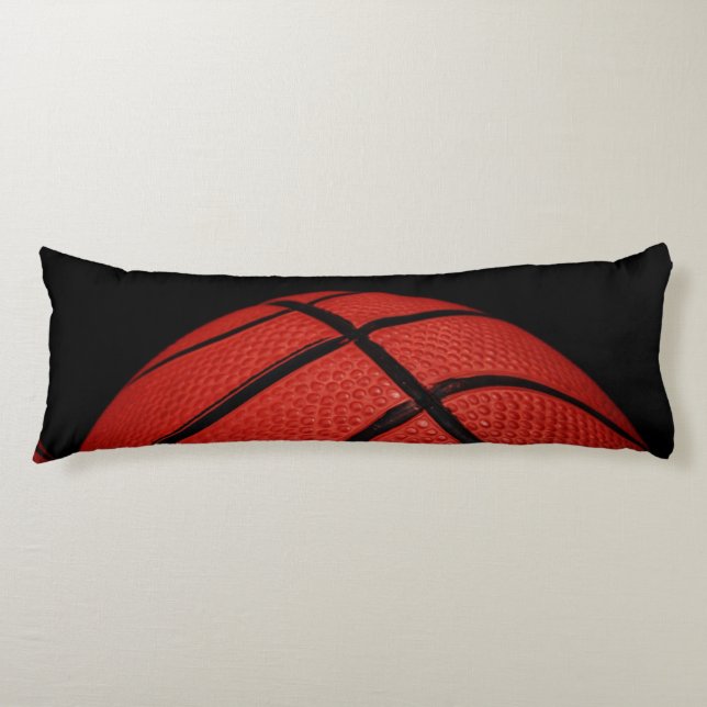 Coussins Longs Basket-ball Gros plan orange et noir (Devant)