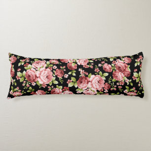 Coussins Longs Beau Roses à motifs floraux avec feuillage vert