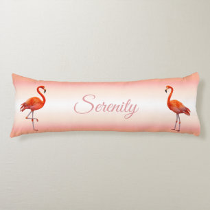 Coussins Longs Beaux flamants roses sur corail rose clair
