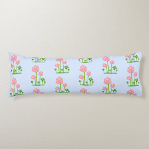 Coussins Longs Beaux fleurs de lotus sur oreiller corps bleu ciel