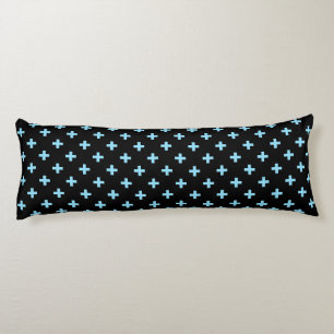 Coussins Longs Bébé bleu polka croise sur noir