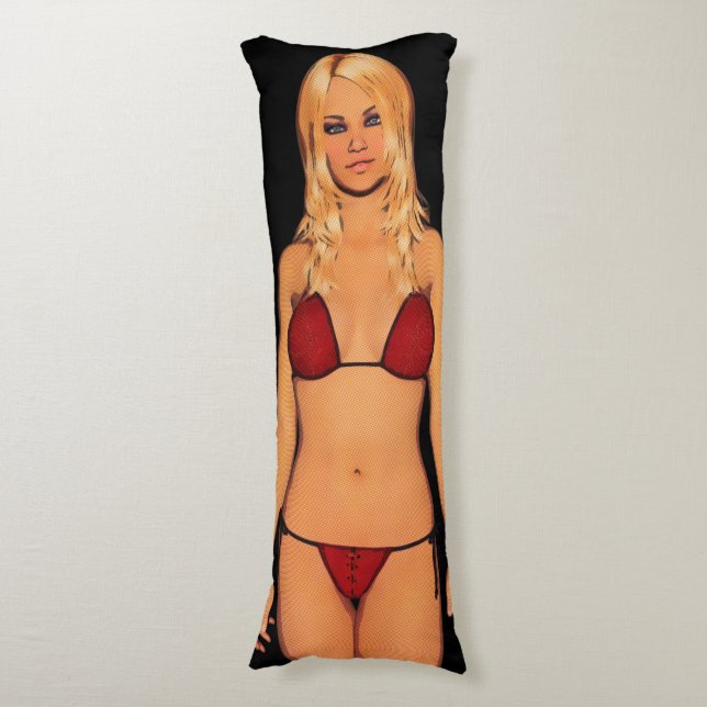 Coussins Longs Bébé blond de bikini de bande dessinée (Devant (Vertical))