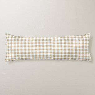 Coussins Longs Beige neutre rustique En vichy Plaid