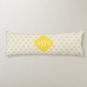 Coussins Longs Beige, Wt Marocain #5 Ananas 3 Monogramme Initial